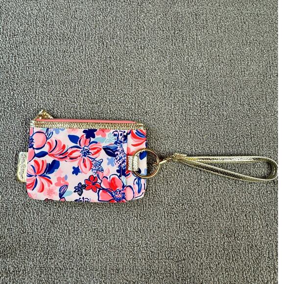 Lilly Pulitzer Wristlet Wallet Party like a Lobster Tropical Floral Coin Purse - Picture 1 of 7